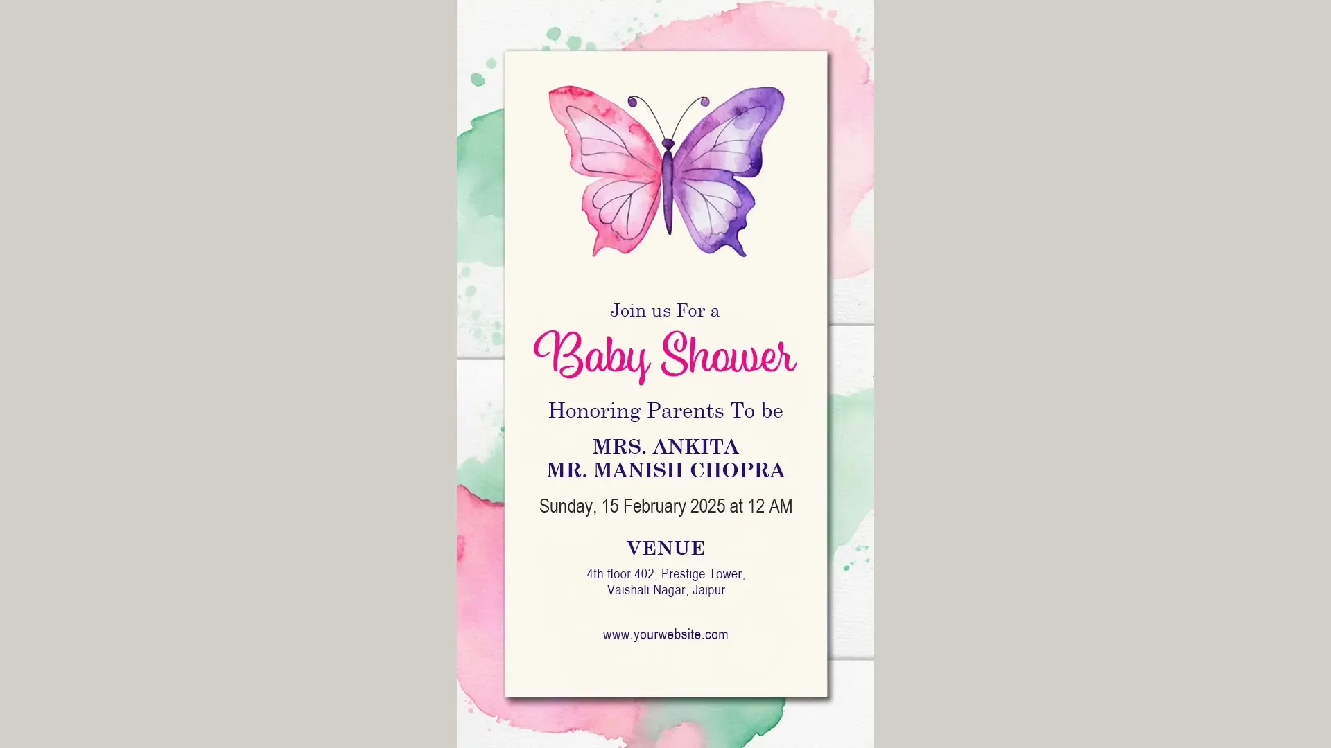 Watercolor Baby Shower Invitation Card for Instagram Story image